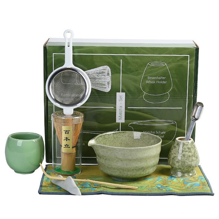 Cupa, Matcha Green Mouth Matcha Bowl Set 9 piese+Cupa Matcha+Cutie