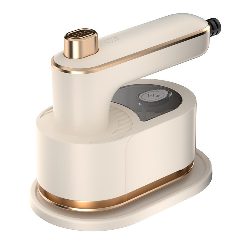 Aburitor si fier de calcat 2-in-1 CJ-FRG-K0563, portabil, talpa ceramica, pentru uscat si abur, ivoriu/auriu