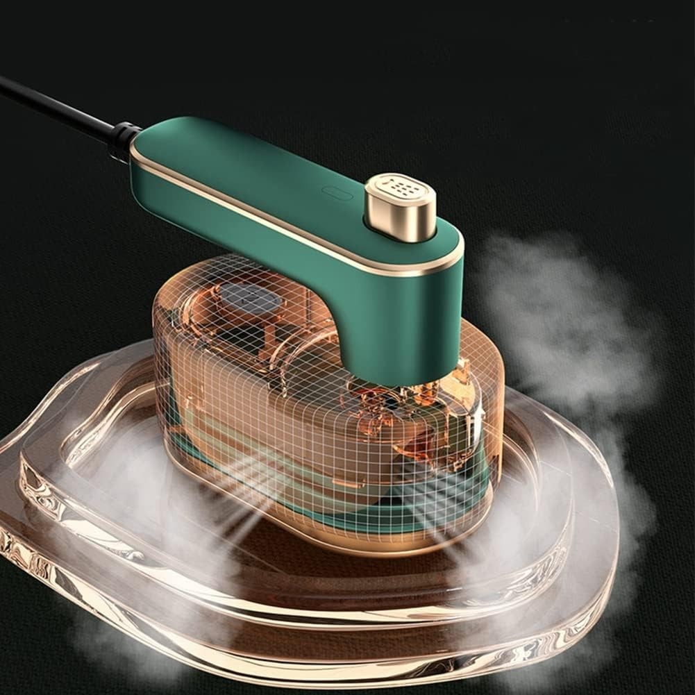 Fier de calcat portabil pentru calatorie, ABS/Aluminiu, Verde