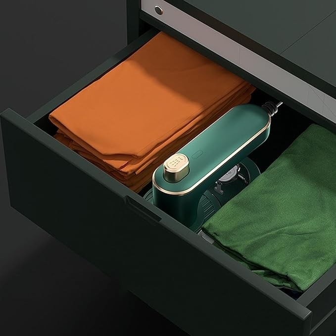 Fier de calcat portabil pentru calatorie, ABS/Aluminiu, Verde