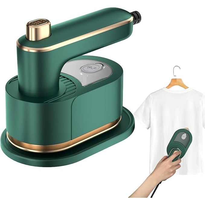 Fier de calcat portabil pentru calatorie, ABS/Aluminiu, Verde