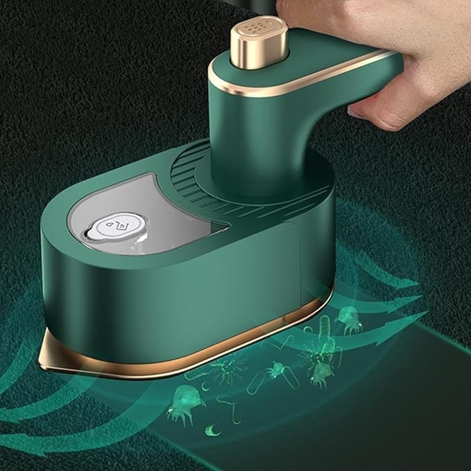 Fier de calcat portabil pentru calatorie, ABS/Aluminiu, Verde