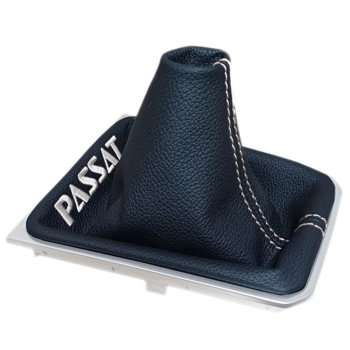 Schimbator Volkswagen Passat B8, Ophelia, piele naturala, negru, alb, 2014-2023