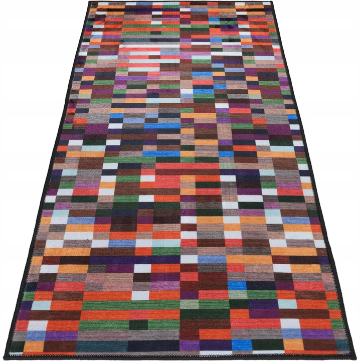 Covoare pentru bucatarie, e-floor, Mexico piksel, 50x120cm, Multicolor, cu parul scurt, model geometrice, pentru alergici, antiderapant, lavabil la masina, dreptunghi, 8cm, poliester