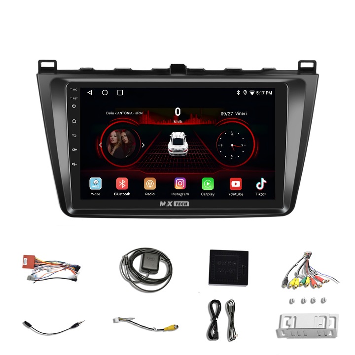 Navigációs Mazda 6 (2008-2013) Android 13 és Carplay, MaxTech®, 9" IPS képernyő, DSP, EQ, GPS funkciók, WIFI, RDS, rádió, Bluetooth, Waze, MirrorLink