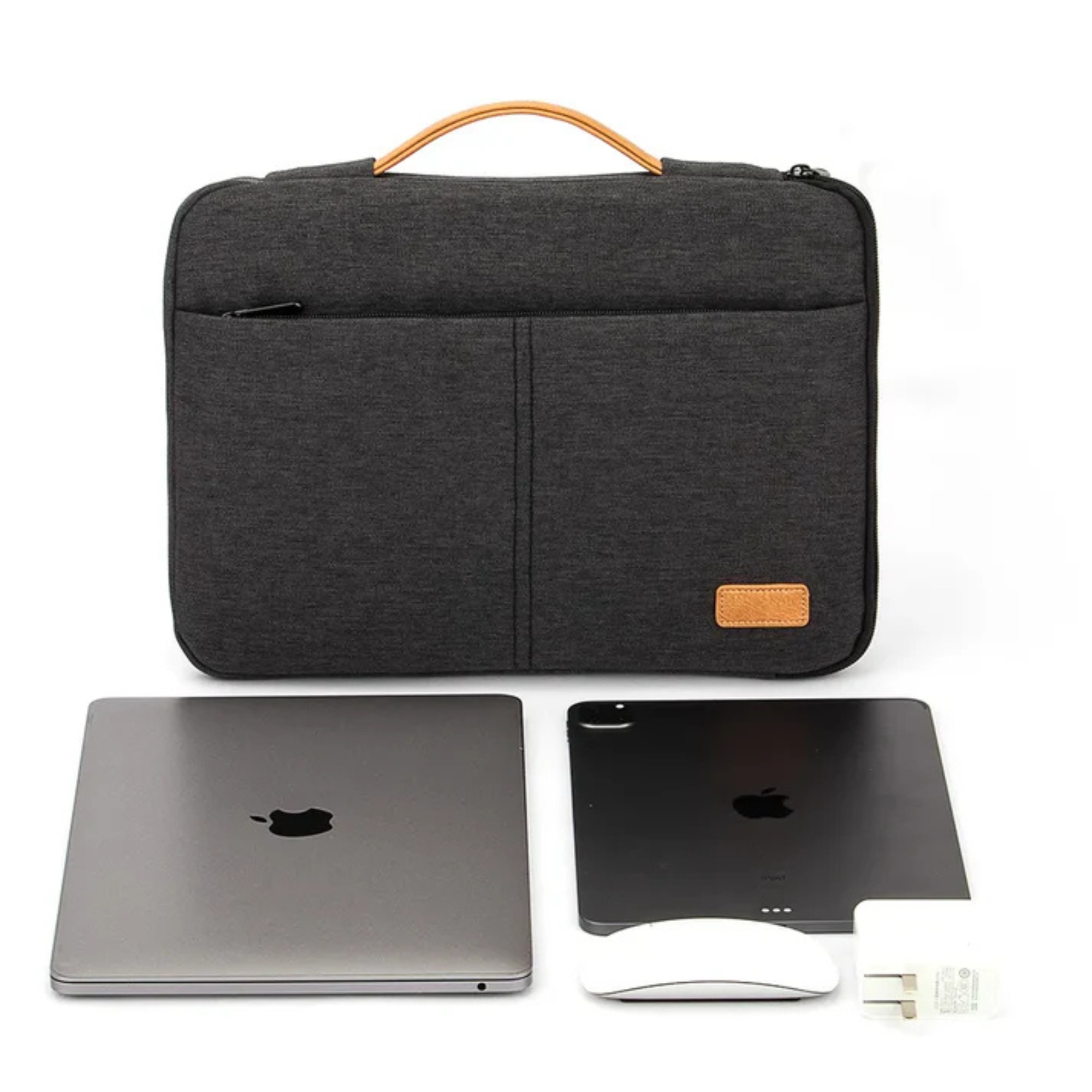 Geanta Universala pentru Laptop VarioShop®, 15.6 inch, Rezistenta la Apa, Design Minimalist si Elegant, Compatibila laptop Apple MacBook Air, MacBook Pro Touch Bar, Asus, Acer, Dell, Huawei, 39 x 28 x 3,5 cm, Gri