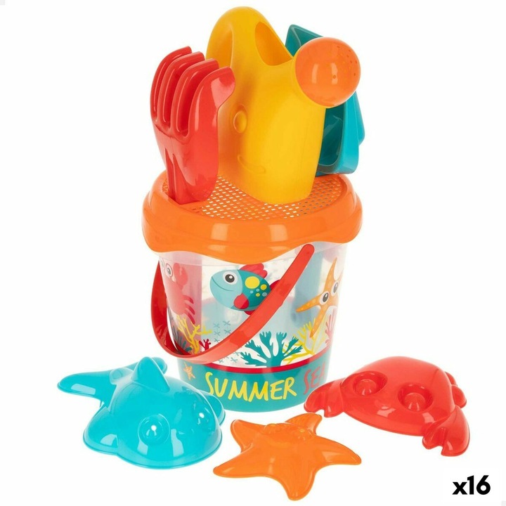 Комплект играчки за плаж Colorbaby, 16 броя, многоцветни, 18x16x18 см