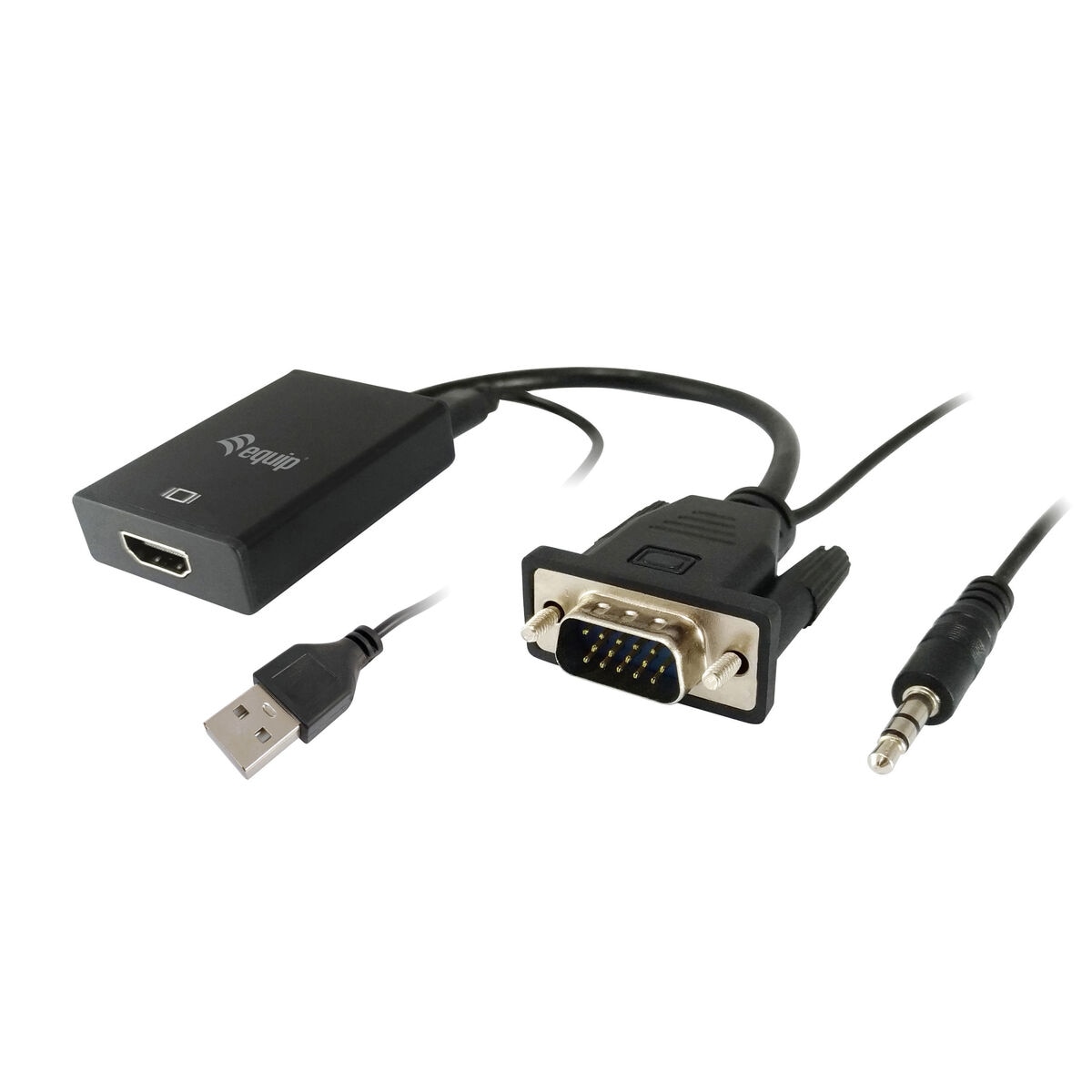 Adaptor VGA la HDMI cu audio Equip, 20cm, negru, 1 unitate - eMAG.ro