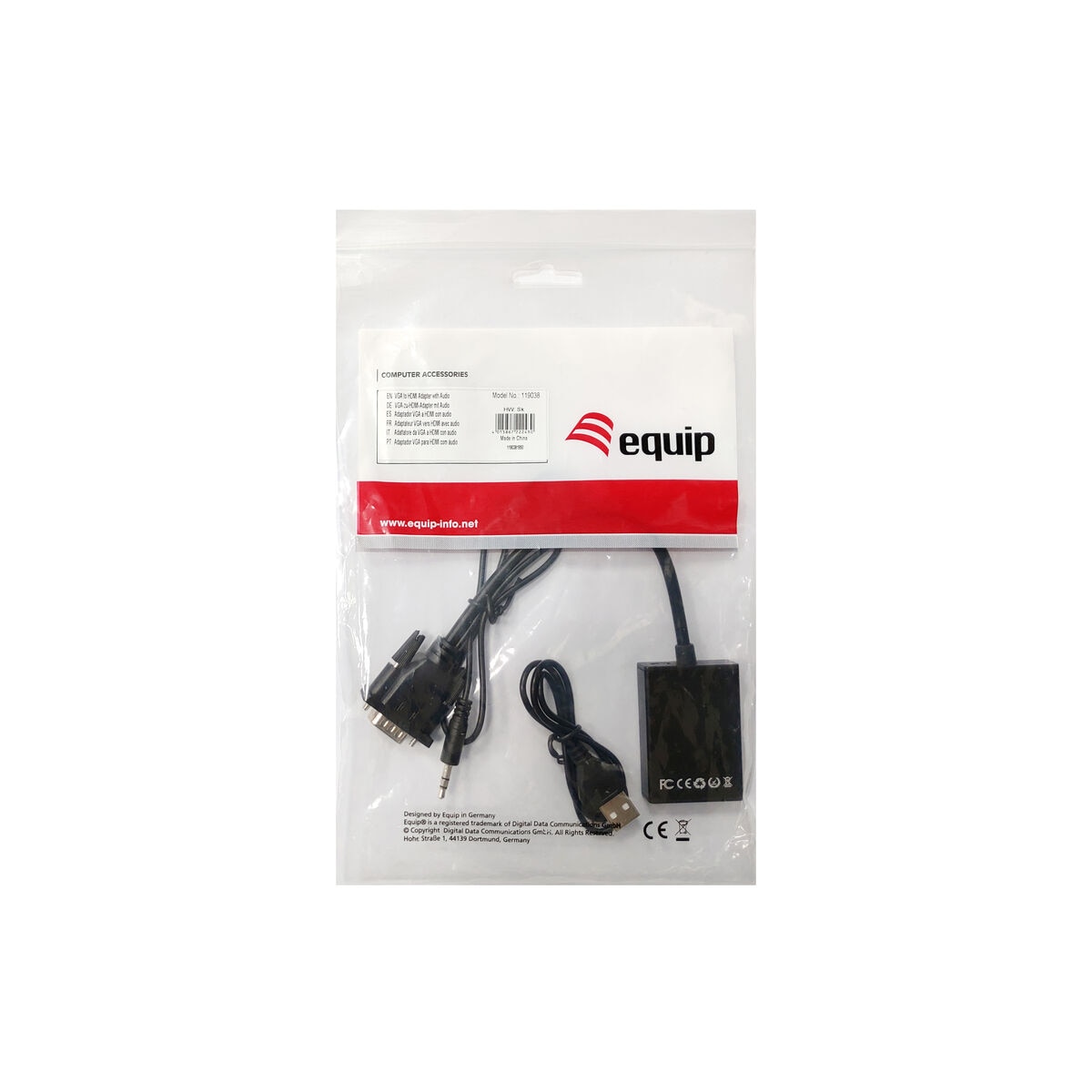 Adaptor VGA la HDMI cu audio Equip, 20cm, negru, 1 unitate - eMAG.ro
