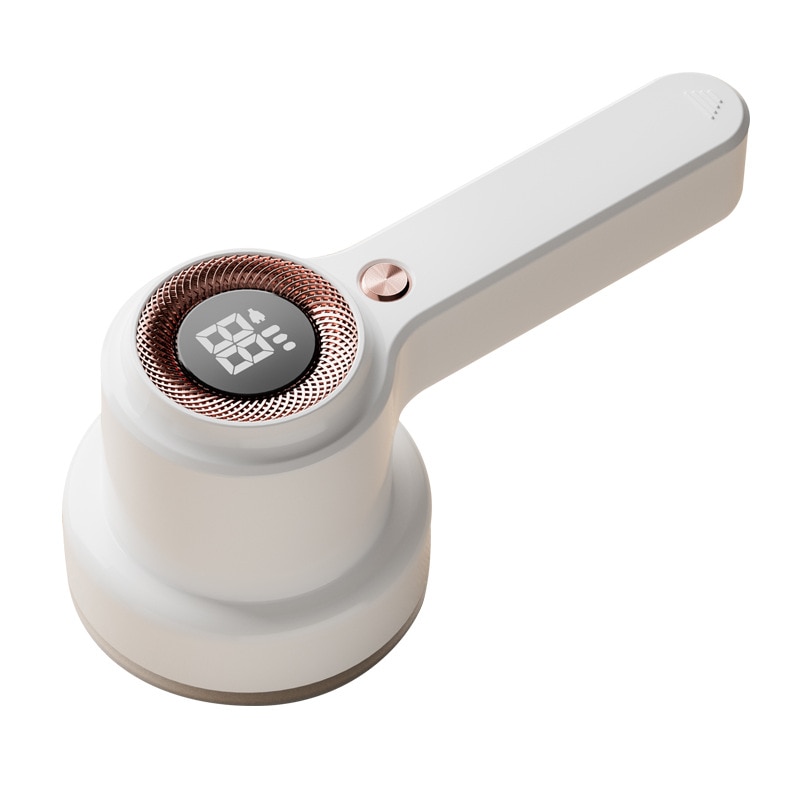Aparat de curățat scame ORBER, design ergonomic, afisaj digital LED, încărcare USB, auriu-alb, compact