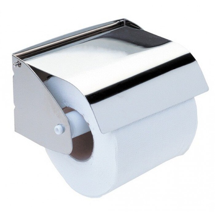 Suport rola hartie igienica, cu capac, inox satinat, Mediclinics