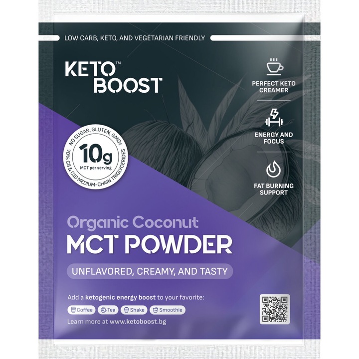 Supliment alimentar KetoBoost Organic Cocos MCT Powder, Plic, 16g