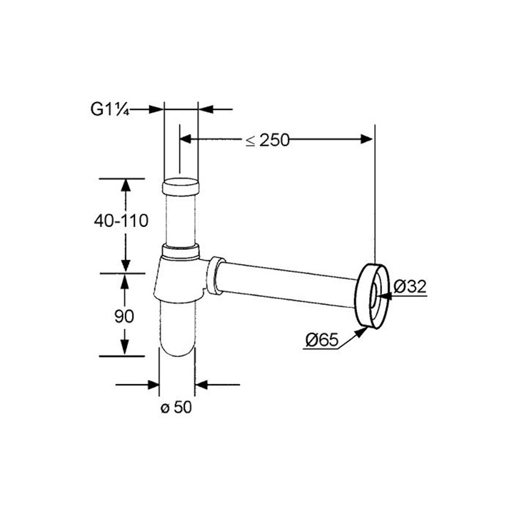 Sifon de lavoar KLUDI, 1/4, 32 mm