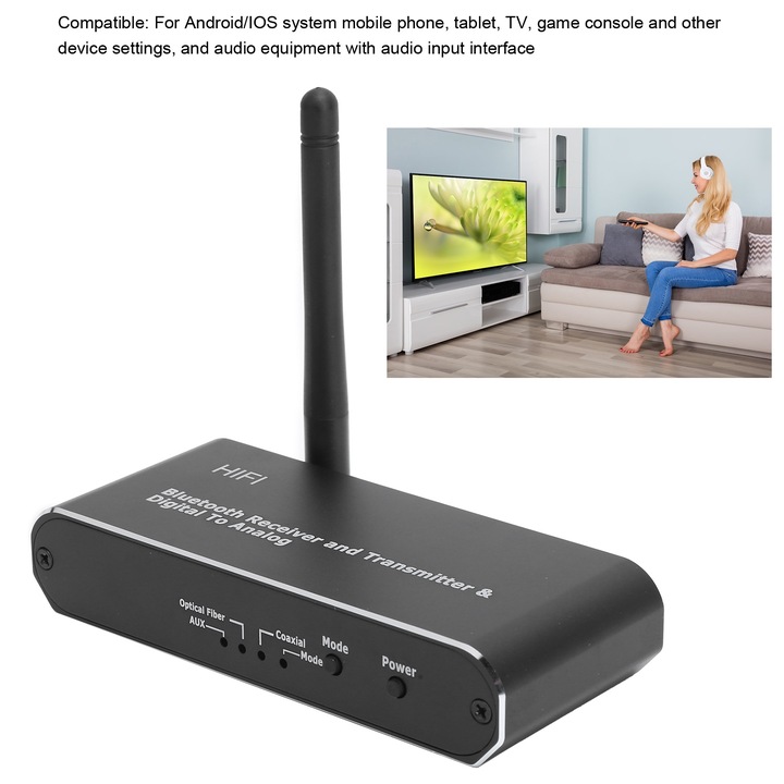 Digitális audio-analóg átalakító Bluetooth-szal, Jormftte, 1x1x1cm