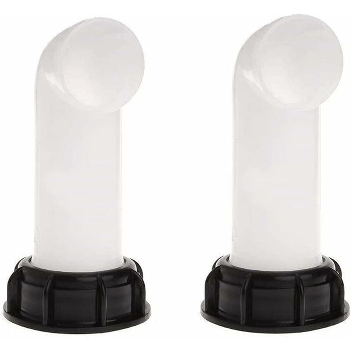 2 db adapter készlet IBC víztartályhoz, műanyag, 60 mm, 13,5 cm, fehér/fekete