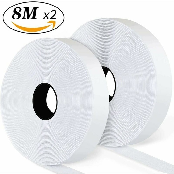 Banda adeziva autoadeziva, AMRINUGL, alba, rezistenta la apa si soare, 10m