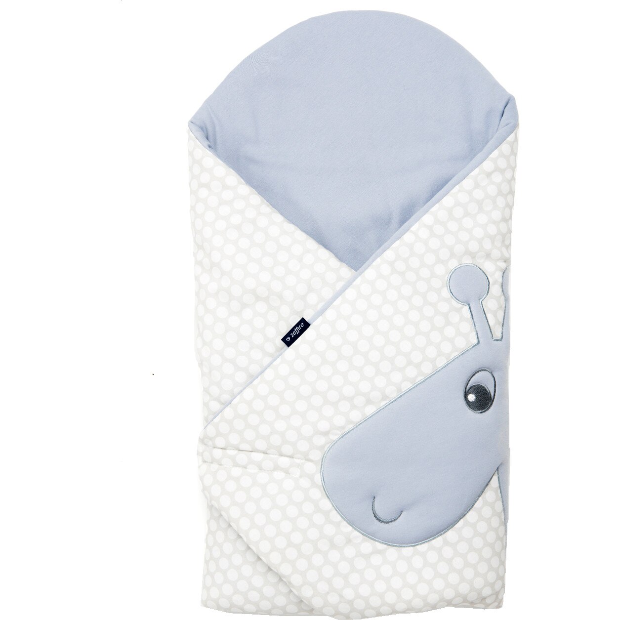 Paturica de infasat multifunctionala cu broderie Girafa, Womar Zaffiro, Gri/Alb