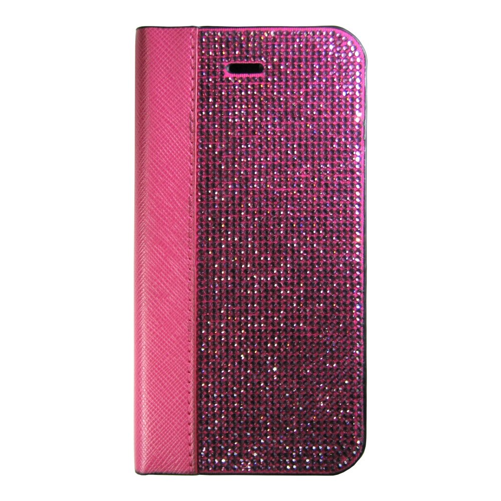 Husa flip cu cristale Bling World LCWC 106 pentru iPhone 7 plus/8 Plus , roz