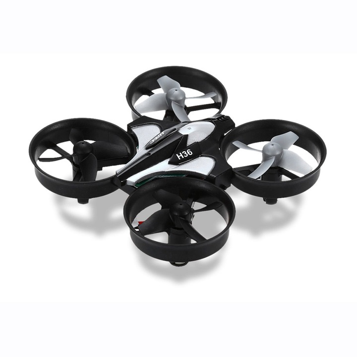 Дрон JJRC H36, Режим ориентация, 4 канала, LED светлини, 6 осев жироскоп, 360-градусово завъртане, Сив