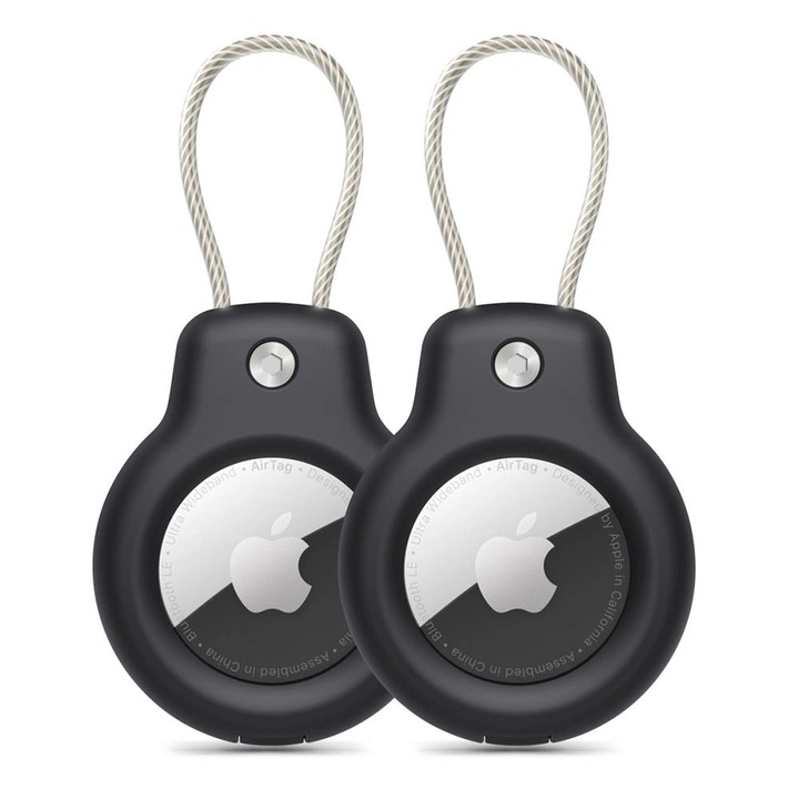 Комплект от 2 капака за Apple AirTag, Tech-Protect, издръжлив, черен/сребрист