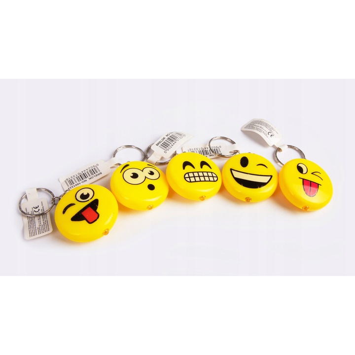 Breloc emoticoni galbeni cu lumini, set, Norimpex