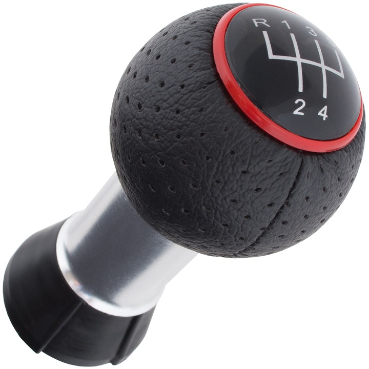 Manere schimbator de viteze, MODECAR, Audi A3 8L/8P/A4 B6/B7/A6 C6, negru cu element cromat, 5 viteze + R, 12mm