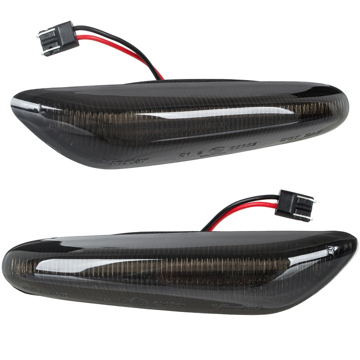 Set 2 bucati semnalizatoare laterale LED dinamice MODECAR pentru BMW E81, E82, E87, E88, E46, E90, E91, E92, E93, E60, E61, E83, culoare negru fumuriu, omologate.