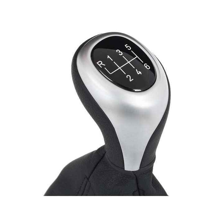 Sebességváltó gomb, MODECAR, fekete/ezüst, 6 sebességes, BMW F30/F31/F32/F33/F34/F35/F36