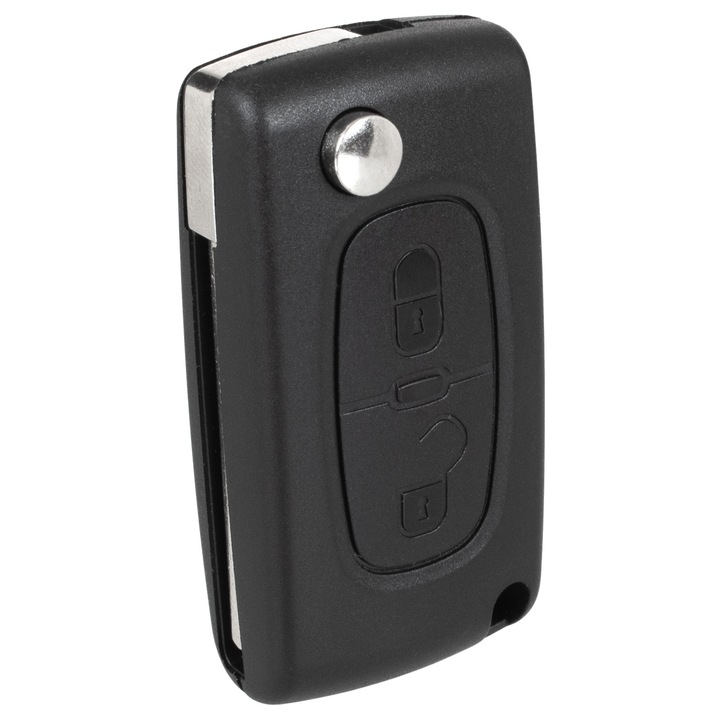 MODECAR távirányító ház, 2 gomb, Citroen és Peugeot, fekete
