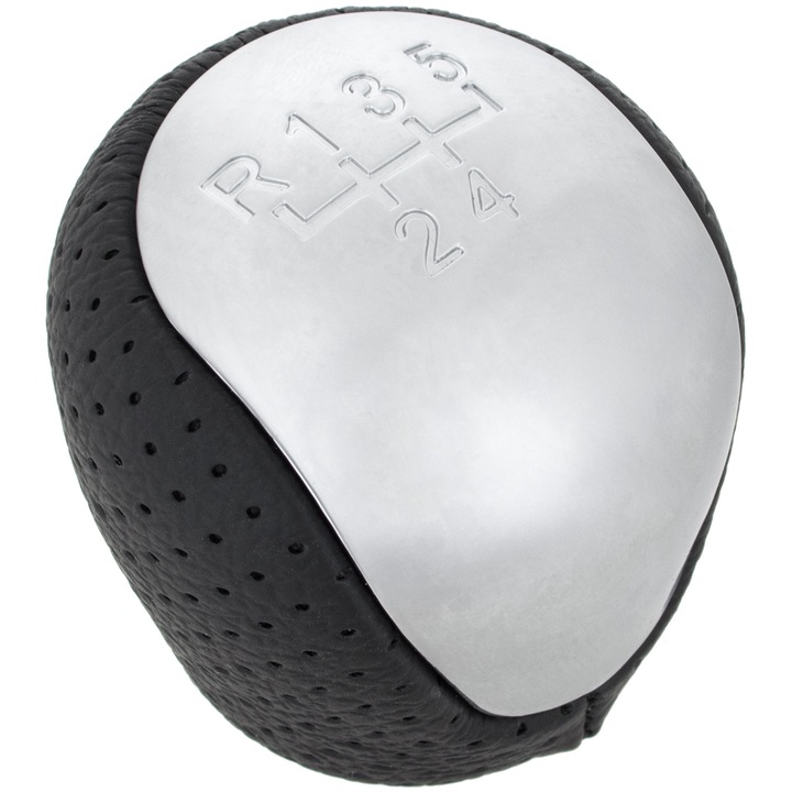 Sebességváltó gomb, MODECAR, fekete + ezüst, 5 sebesség + R, 10 mm