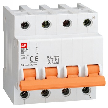 Siguranta automata, 4P, curba C, 2A, capacitate de rupere 6 kA Siguranta automata, 4P, curba C, 2A, capacitate de rupere 6 kA