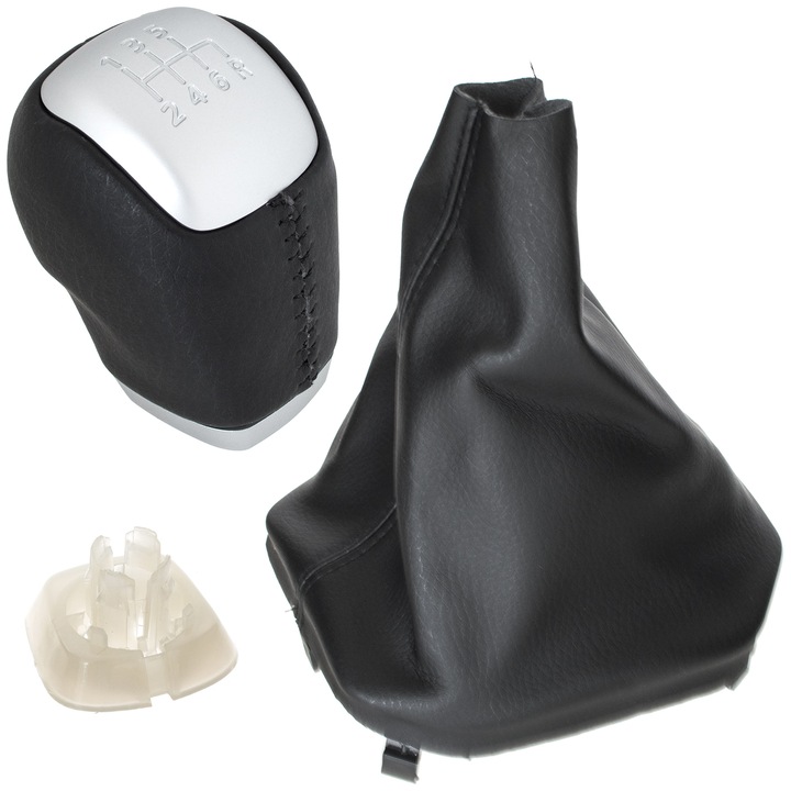 Set schimbator de viteza, MODECAR Pentru Land Rover Evoque, 2011-2018, neagra cu detalii argintii, cu manson negru si rama