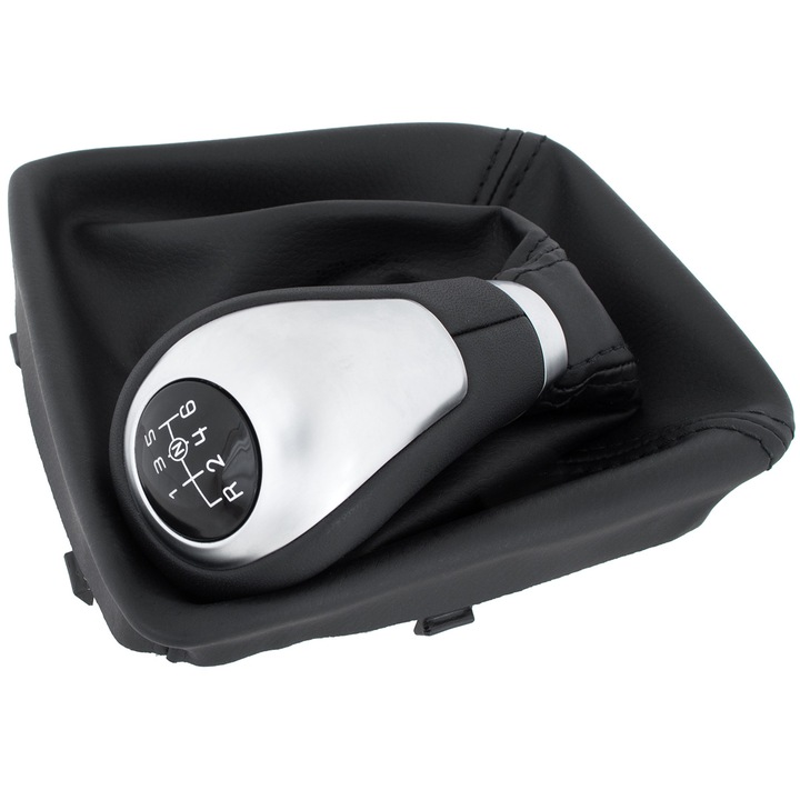 Копче за скоростен лост + маншон с рамка, MODECAR, Mercedes-Benz A CLASS W176, черен/сребрист, 2012-2018 г.