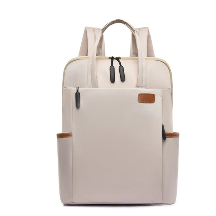 Laptop hátizsák, vízálló, karcálló, Oxford ruha, könnyű és lélegző, törtfehér színű