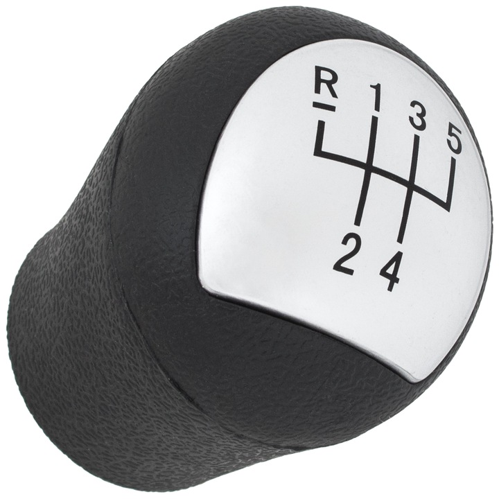 Sebességváltó gombok, MODECAR, Renault Clio II/Kangoo II/Twingo, fekete, ezüst színű részletekkel, 5 sebesség + R