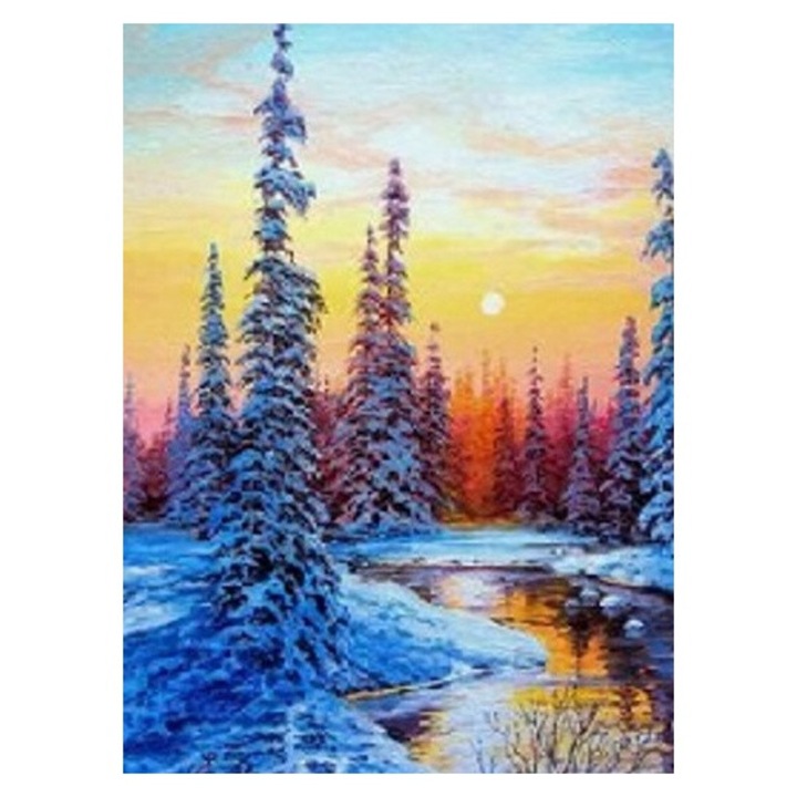 Kit artizanat, Norimpex, peisaj de iarna, 30x40cm