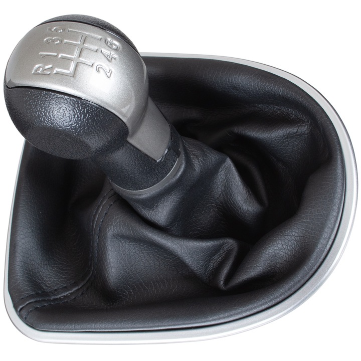 Копче за смяна на предавките + втулка с хромирана рамка, MODECAR, черно-бежово, 6 скорости, за Seat Altea 2004-