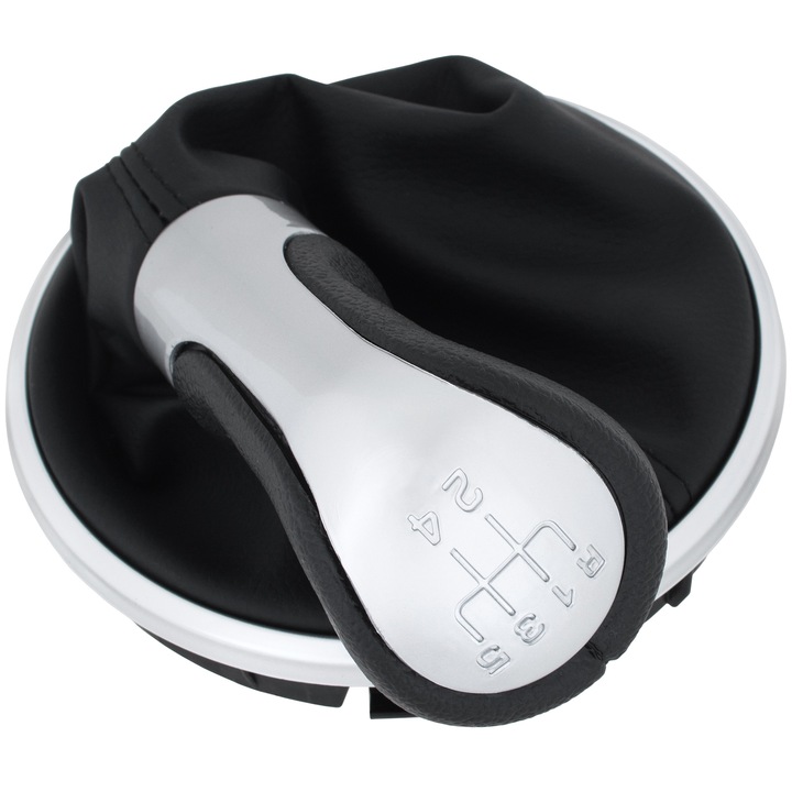 Sebességváltó gomb + kesztyű Skoda Fabia II, 2007-2012, króm, 5 sebesség