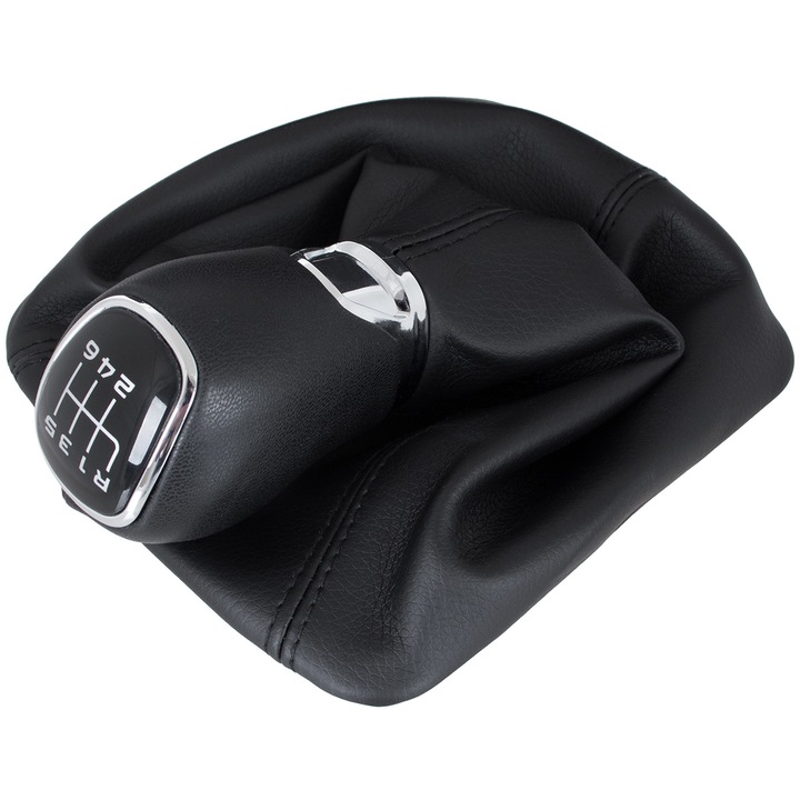 Дръжка с рамка за скоростен лост, за Skoda Octavia II 2007-2014, черен, екологичен, 6 скорости