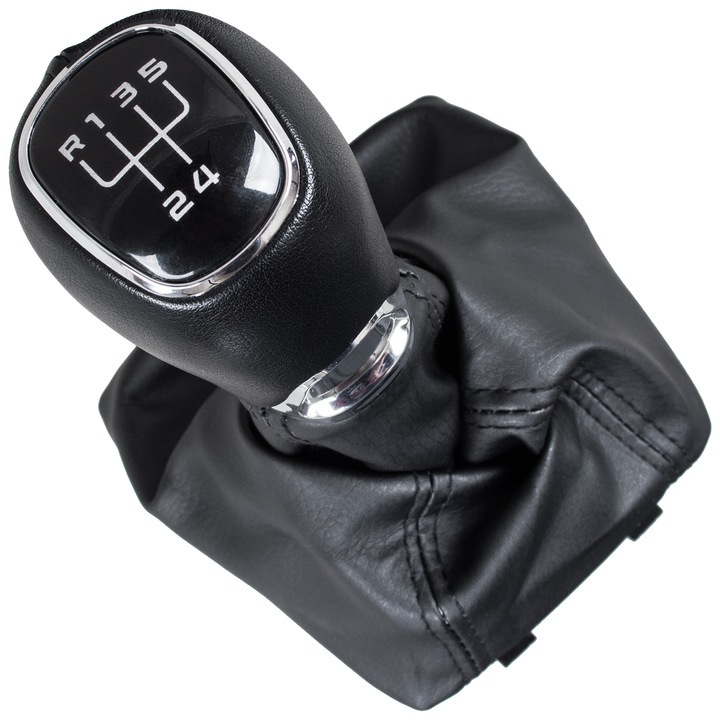 M Modecar Sebességváltó gomb kerettel Skoda Octavia III 2012-2016-hoz, fekete, eco-bőr, 5 sebesség