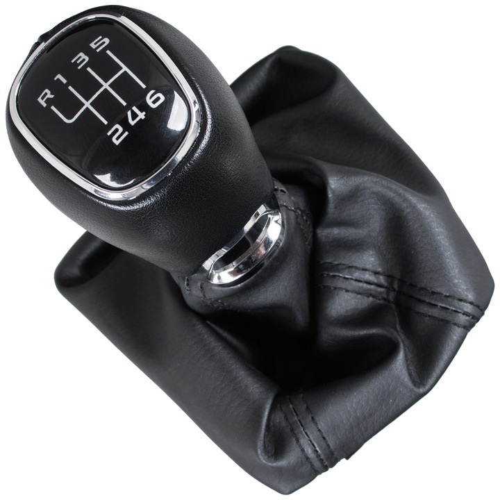 M Modecar Sebességváltó gomb és váz, Skoda Octavia III, 2012-2016, fekete, eco-bőr, 6 sebesség