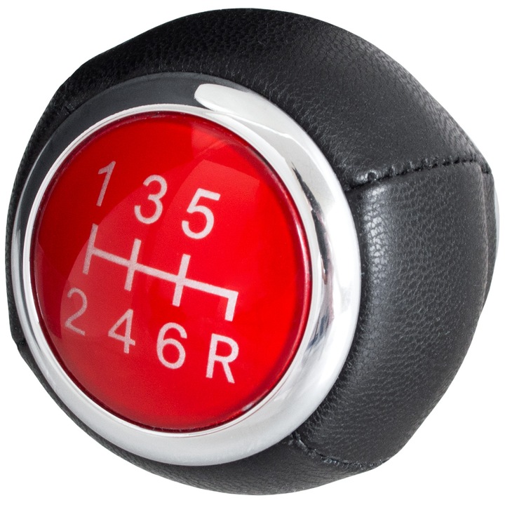 Sebességváltó gomb, MODECAR, fekete, piros részletekkel, 6 sebesség, Subaru Impreza-hoz, átmérő 12mm