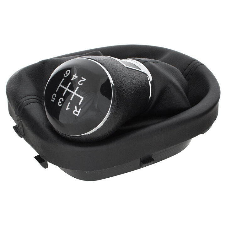 Sebességváltó gombok, MODECAR, VW Caddy III FL 2010-2015-höz, fekete, króm gyűrűvel