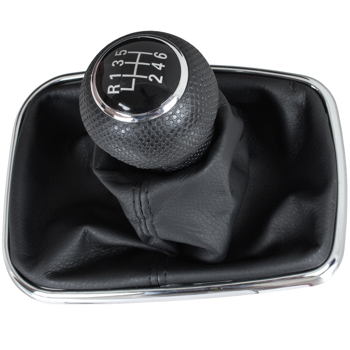 Копчета за скоростен лост, Volkswagen Golf IV, Bora, черен, с капак и хромирана рамка, 6+R, диаметър 23 мм