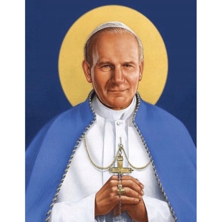 Kit artizanat Norimpex, Papa Ioan Paul II, 30x40 cm, cu rozar