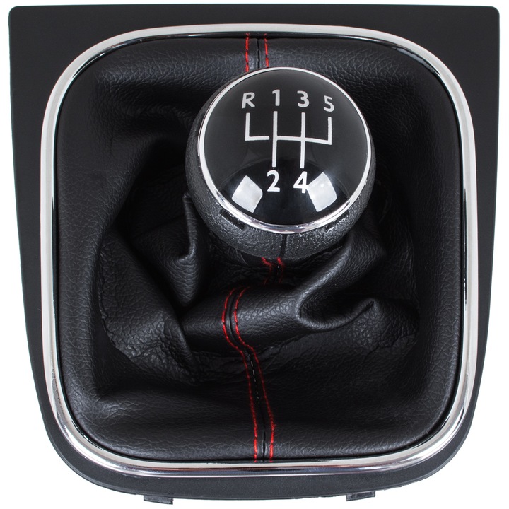 Manere schimbator de viteze, MODECAR, set cu maneca neagra si rama cromata, 5 viteze, Golf V 2003-2008