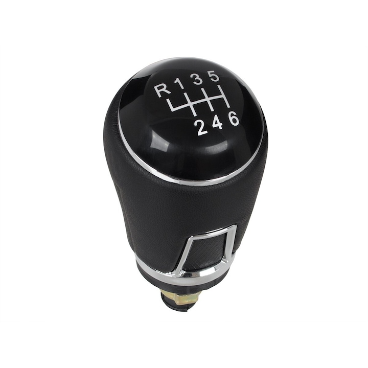 Nuca schimbator de viteze, MODECAR, Pentru Volkswagen Passat B6, negru, piele, 6 viteze + R