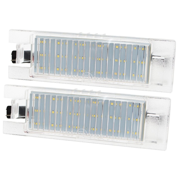 Lampi LED pentru iluminarea numarului de inmatriculare, MODECAR, set 2 bucati, compatibile Fiat Tipo 2015- si Fiat Linea 2007-, 18 LED SMD