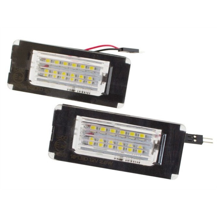 LED rendszámtábla lámpák, MODECAR, 2 db, Mini Cooper R56, 2006-, 18 LED, 3528SMD típus