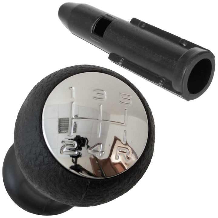 Nuca schimbator de viteze cu adaptor, MODECAR, neagra cu detalii cromate, set 2 bucati